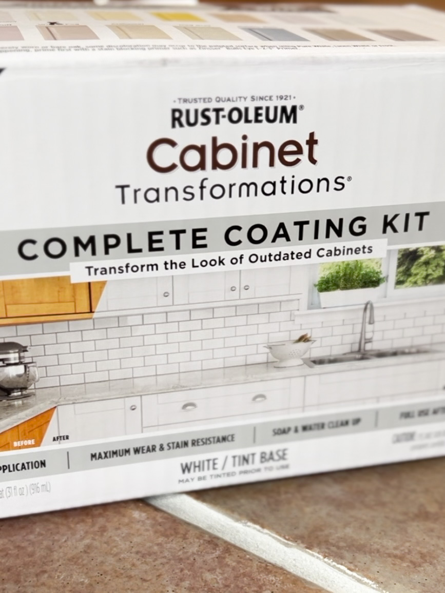 How to paint cabinets - use Rustoleum's Cabinet Transformations Kit.