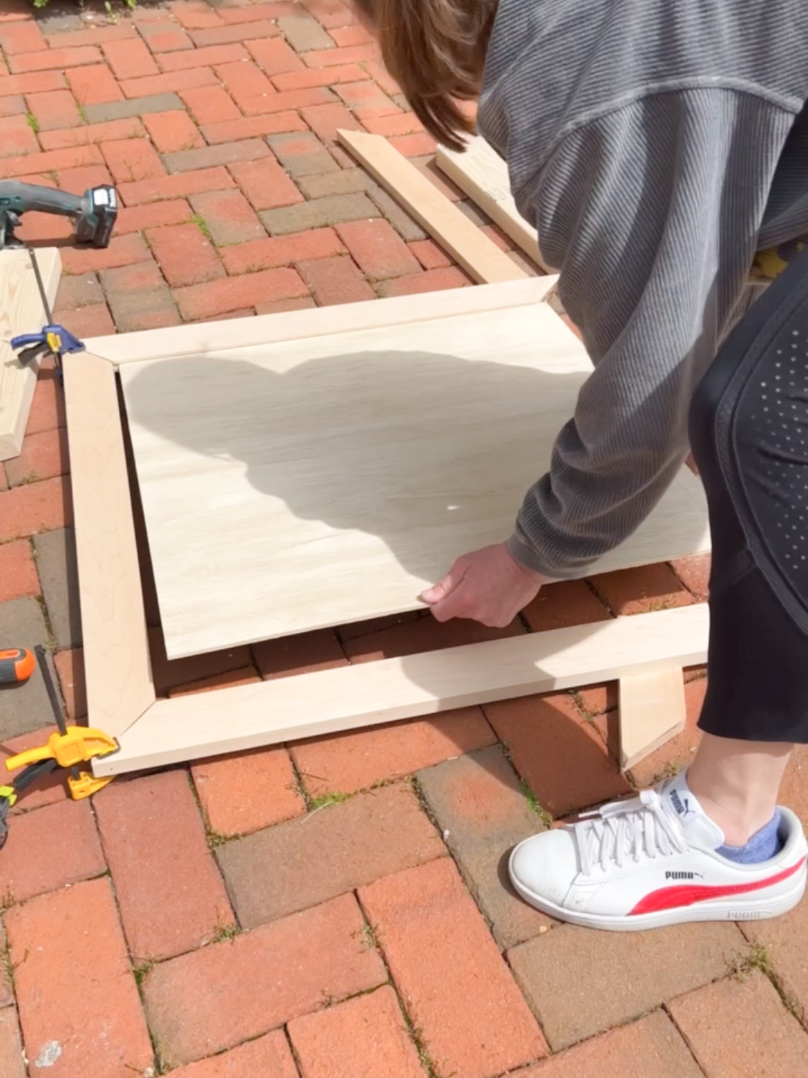 Adding 1/4" plywood to frame.