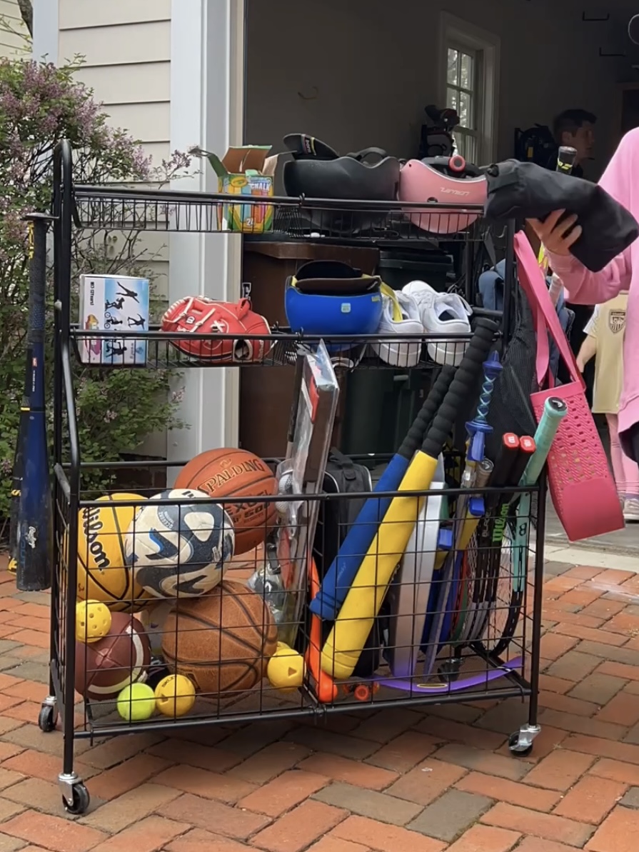 Rolling sports gear storage unit