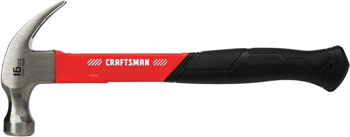 Basic DIY Tools: Red Craftsman 16 oz. Hammer with a black handle.